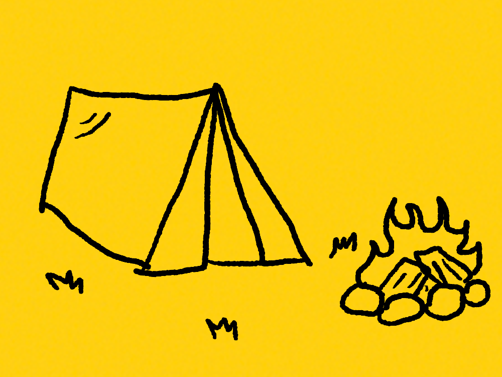Animated illustration of a tent